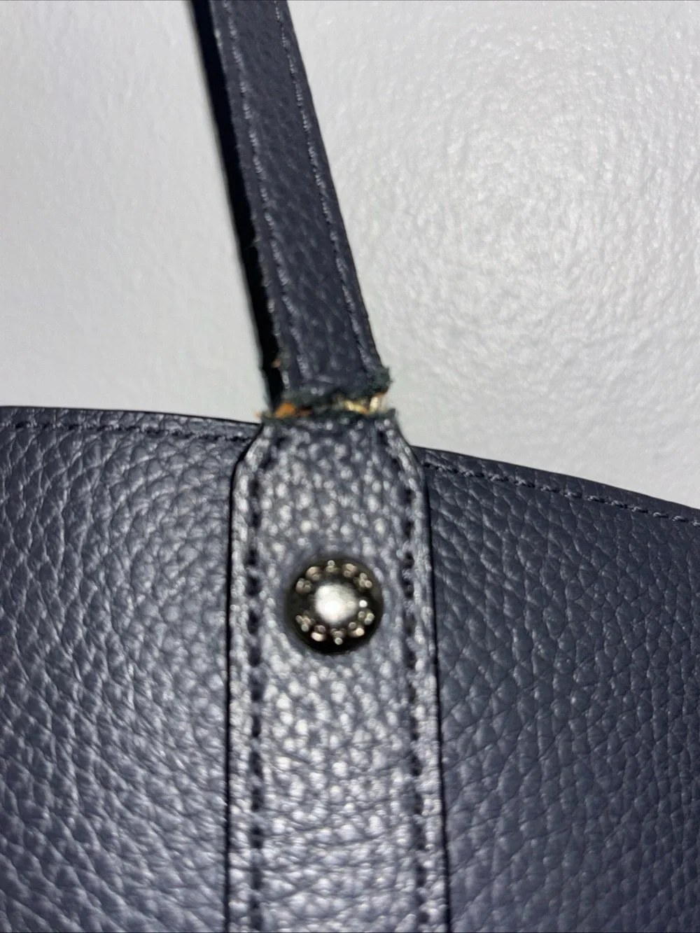 COACH Market Tote 58849 Dark Blue Leather Shoulder Bag Large Capacity